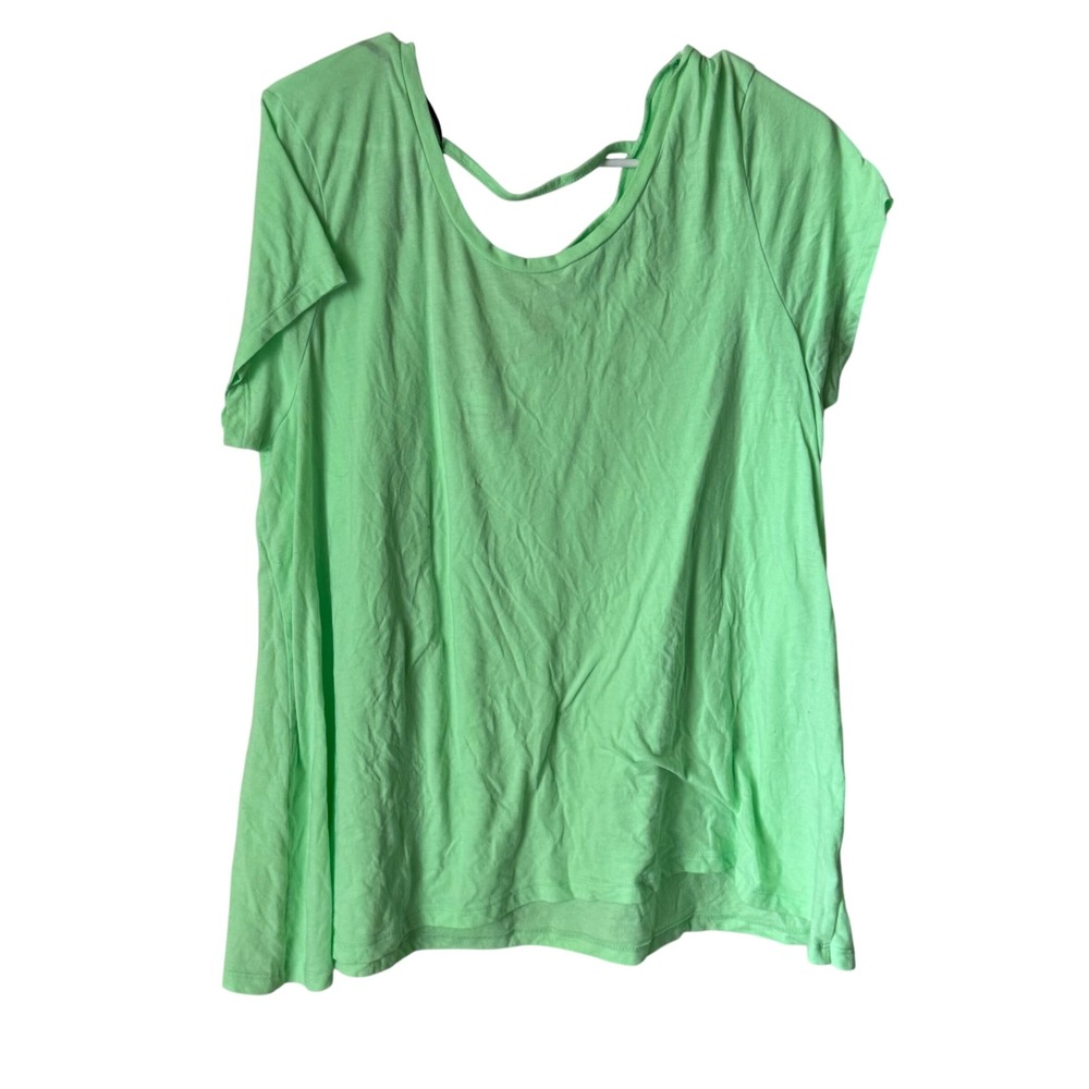 Be Inspired Mint Green Strappy Open Back Scoop Neck Short Sleeve Tee Shirt XL‎